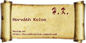 Horváth Kolos névjegykártya